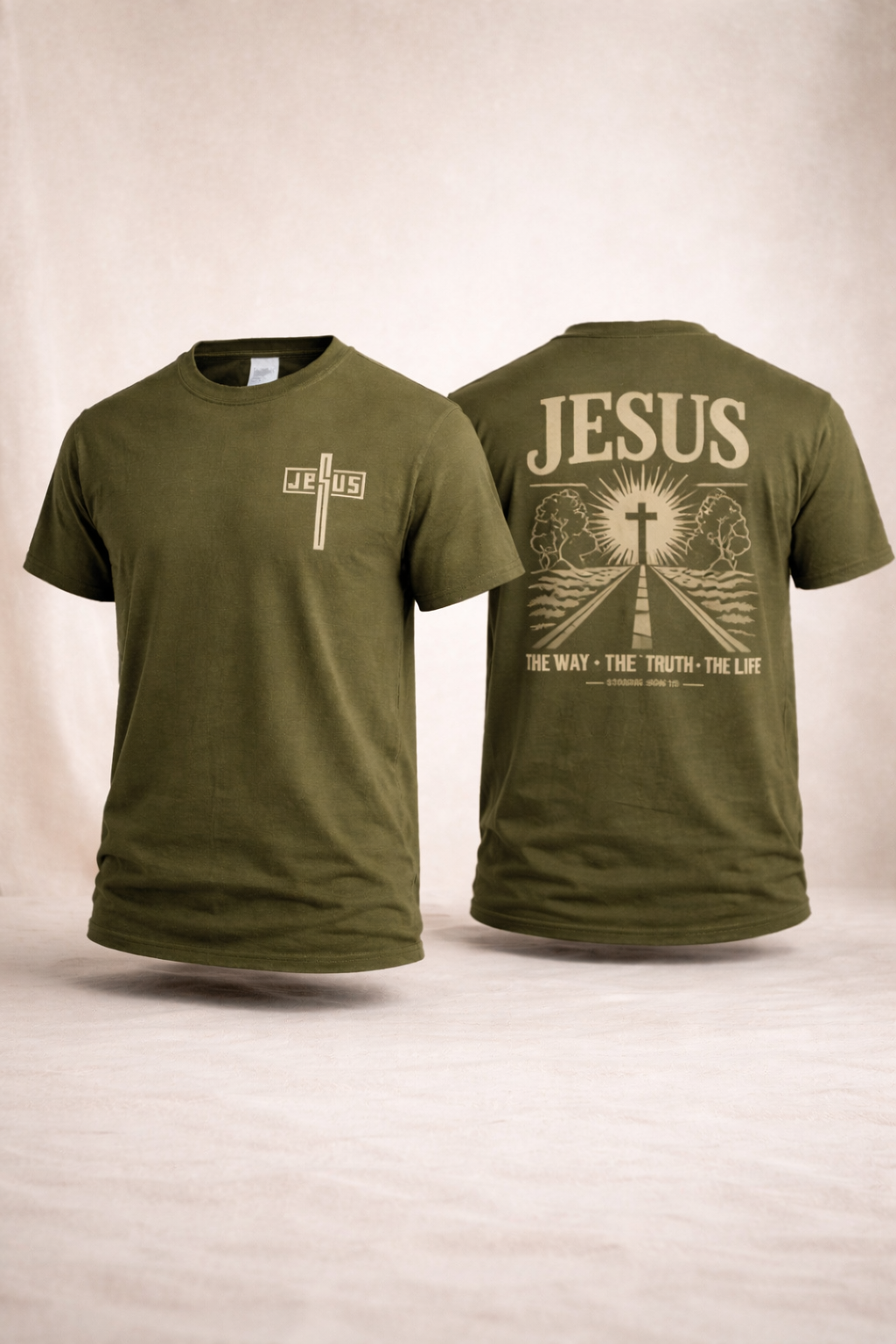 Jesus John 14:6 Scenic Christian T-Shirt | The Way The Truth The Life Faith Tee