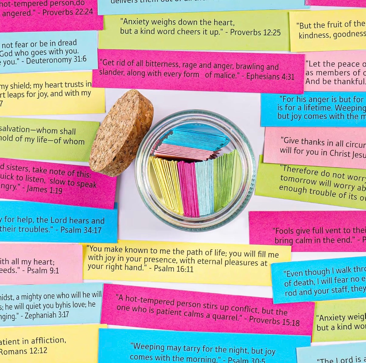 Read Me When Bible Verse Jar – 96 Color-Coded Scripture Cards for Every Emotion | Christian Gift for Women & Men