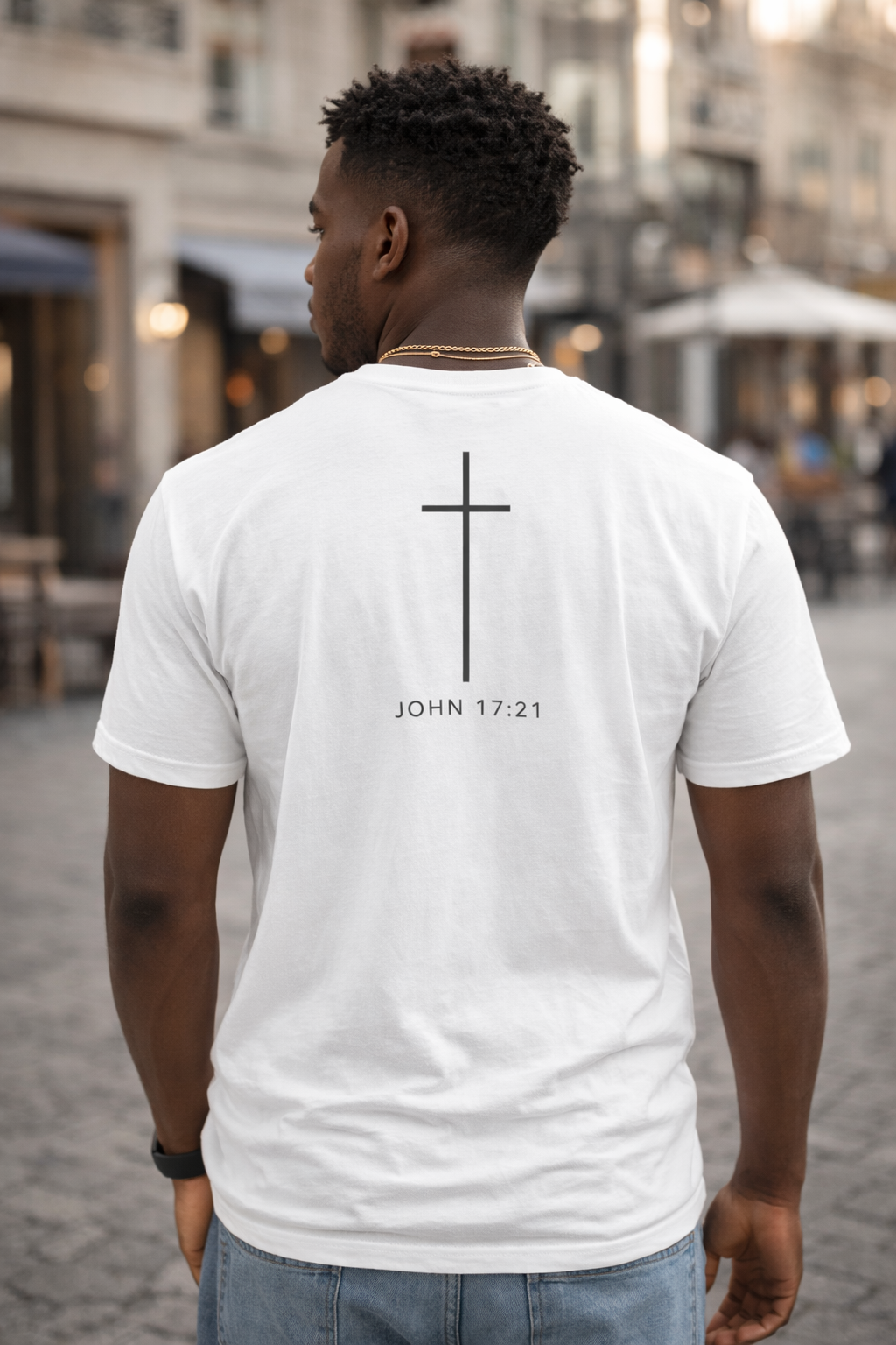Jesus T-Shirt – One with Jesus Minimalist Graphic Tee | John 17:21 Faith Shirt | Unisex Christian Apparel