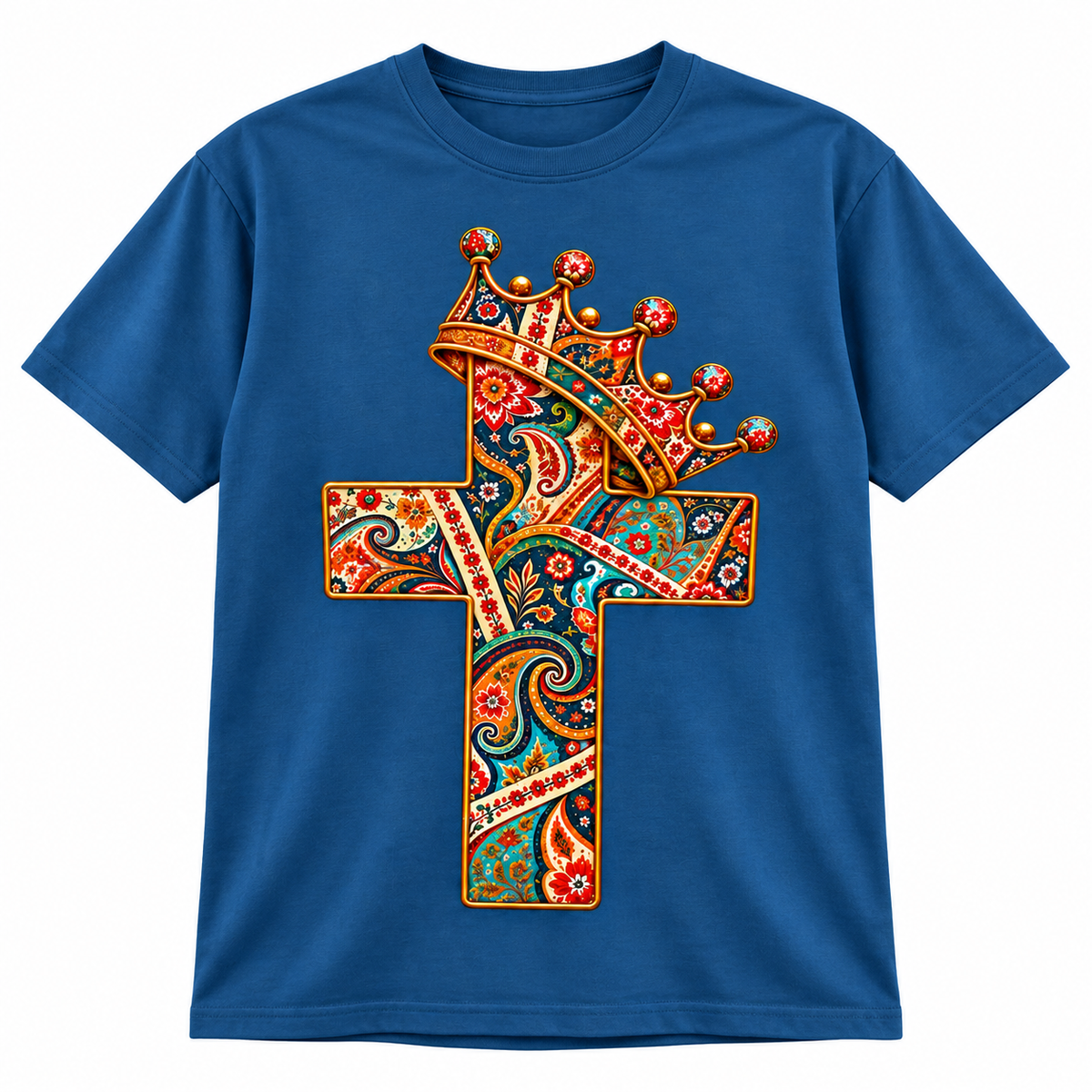 King of Kings Paisley Cross & Crown Graphic Tee