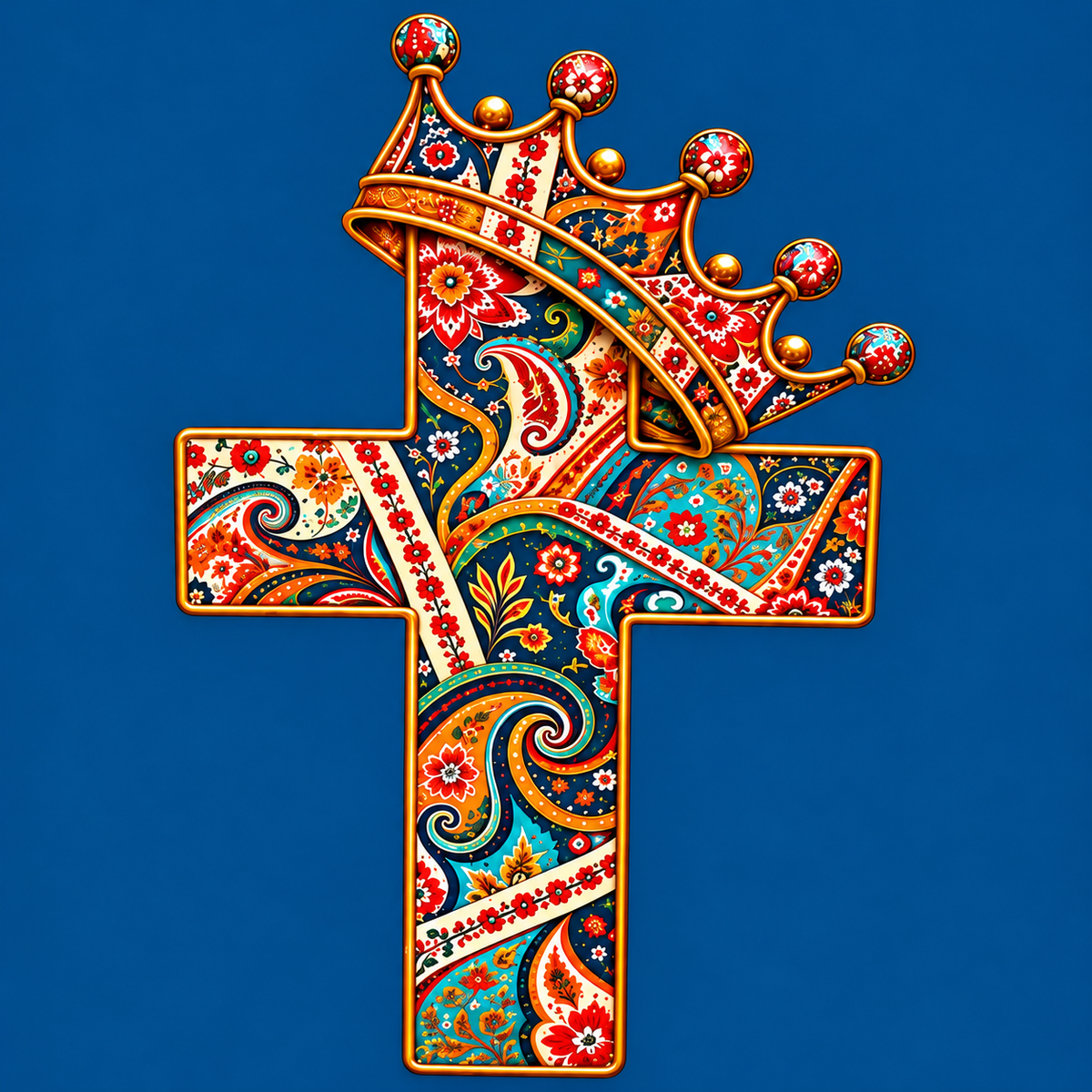 King of Kings Paisley Cross & Crown Graphic Tee