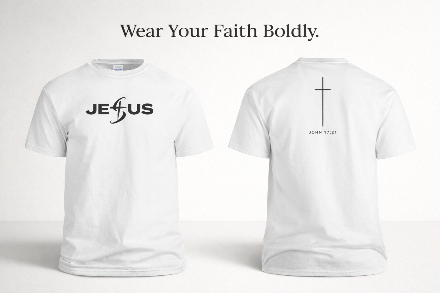 Jesus T-Shirt – One with Jesus Minimalist Graphic Tee | John 17:21 Faith Shirt | Unisex Christian Apparel