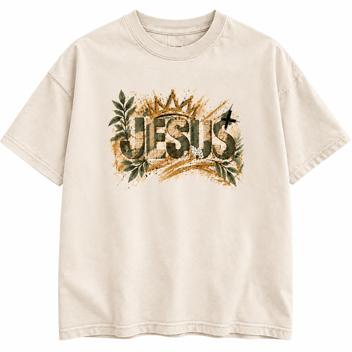 Jesus Crown Graphic Vintage Wash T-Shirt | Standard Fit Christian Faith Tee