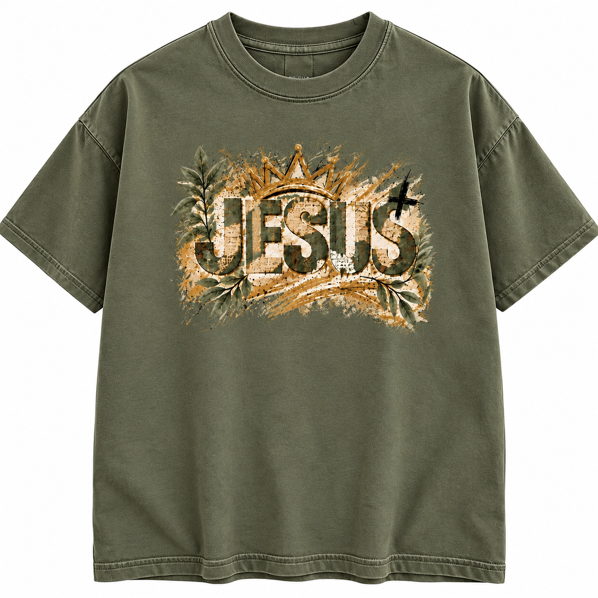 Jesus Crown Graphic Vintage Wash T-Shirt | Standard Fit Christian Faith Tee